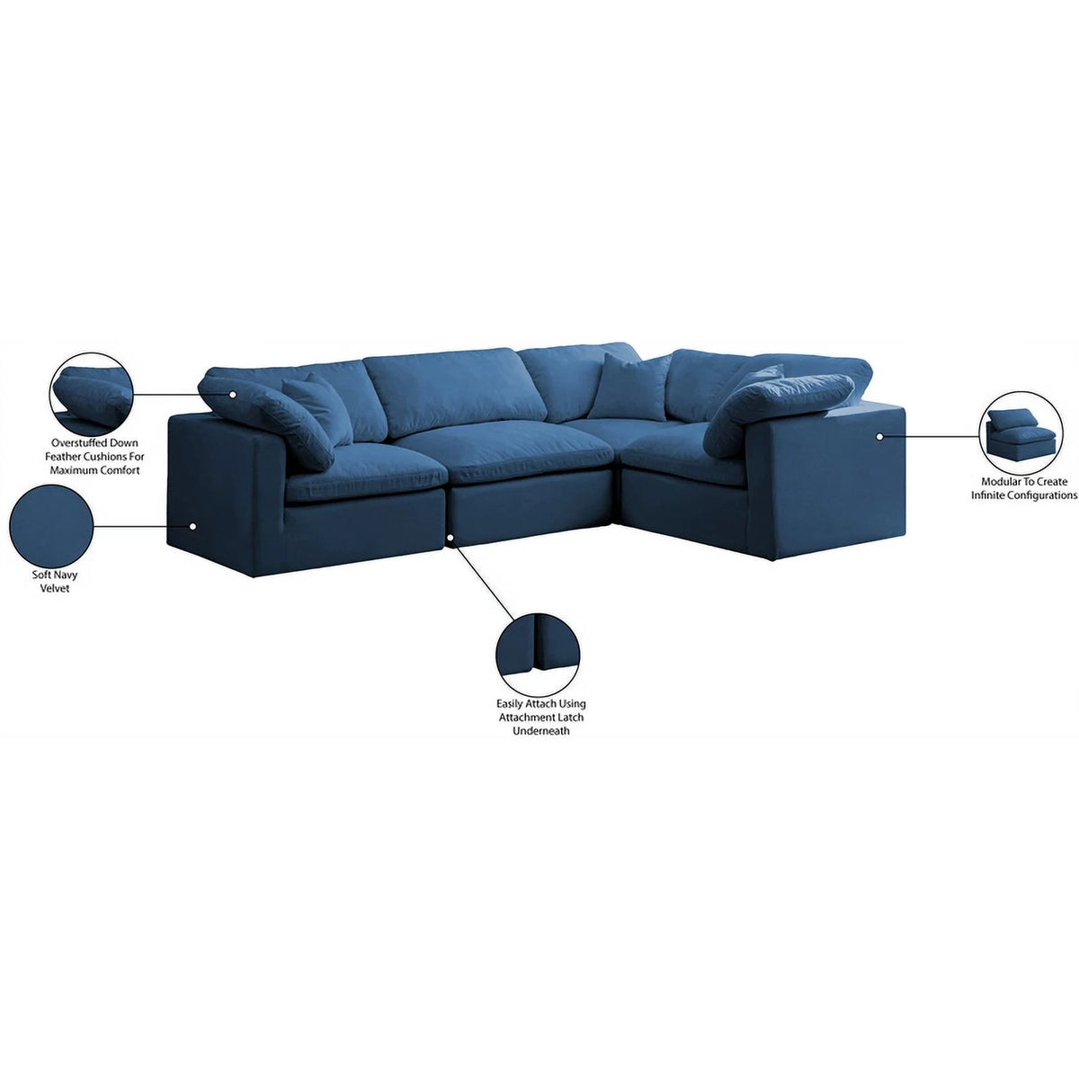 Navy Velvet Modular Sectional R178