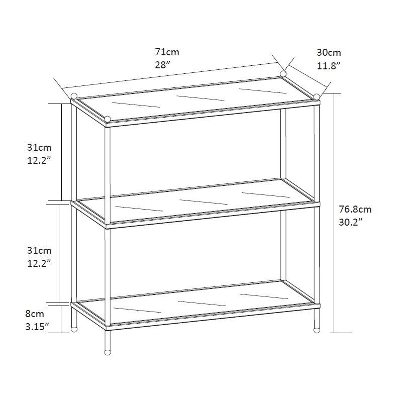 Three-Tier Bookcase in Clear Glass and Chrome G575441