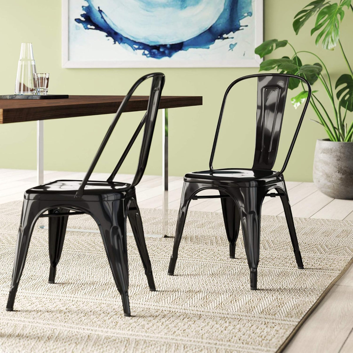 Stackable Metal Dining Chairs Set of 4 Red D420422