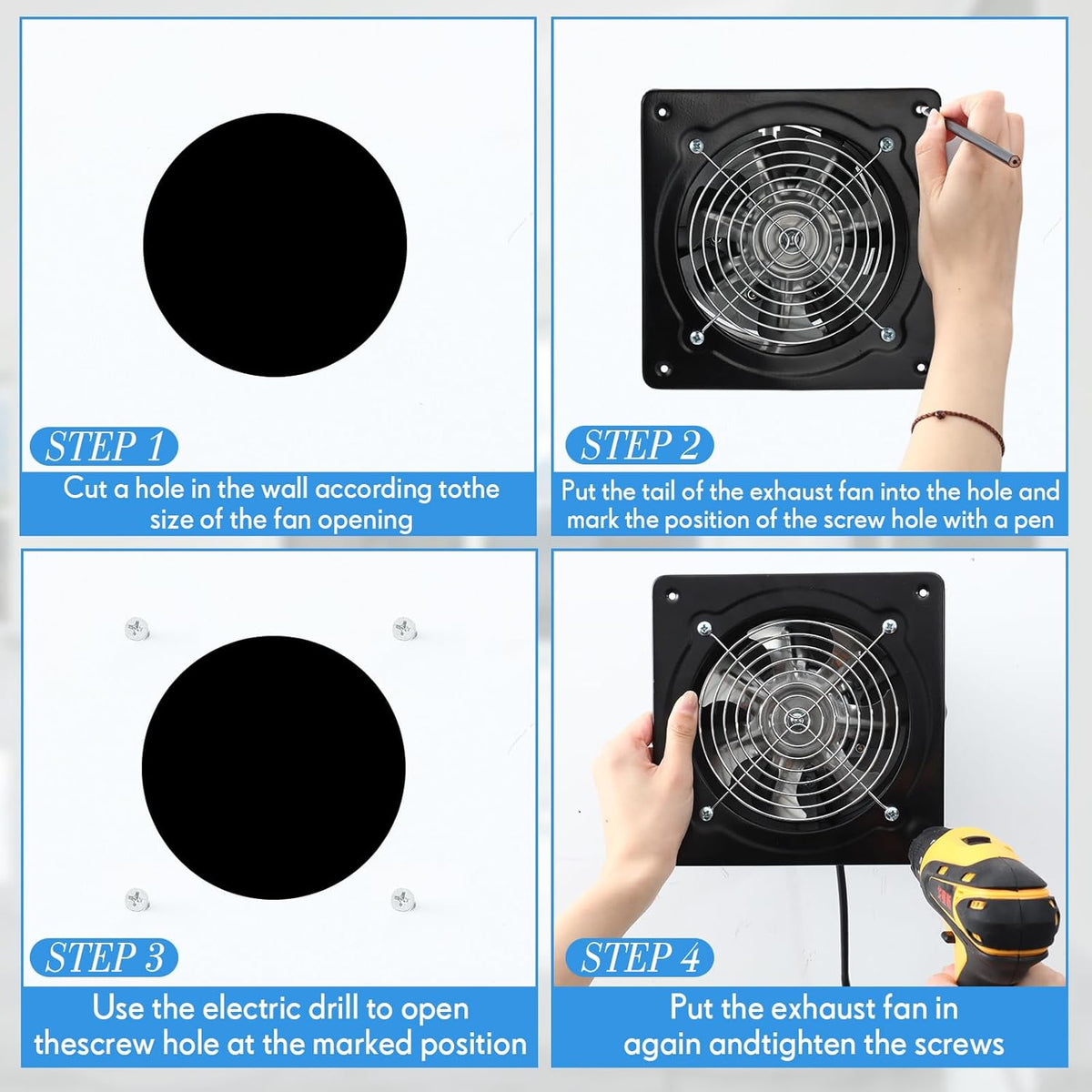 Black 6 Inch Exhaust Fan with Switch and Damper Y388317