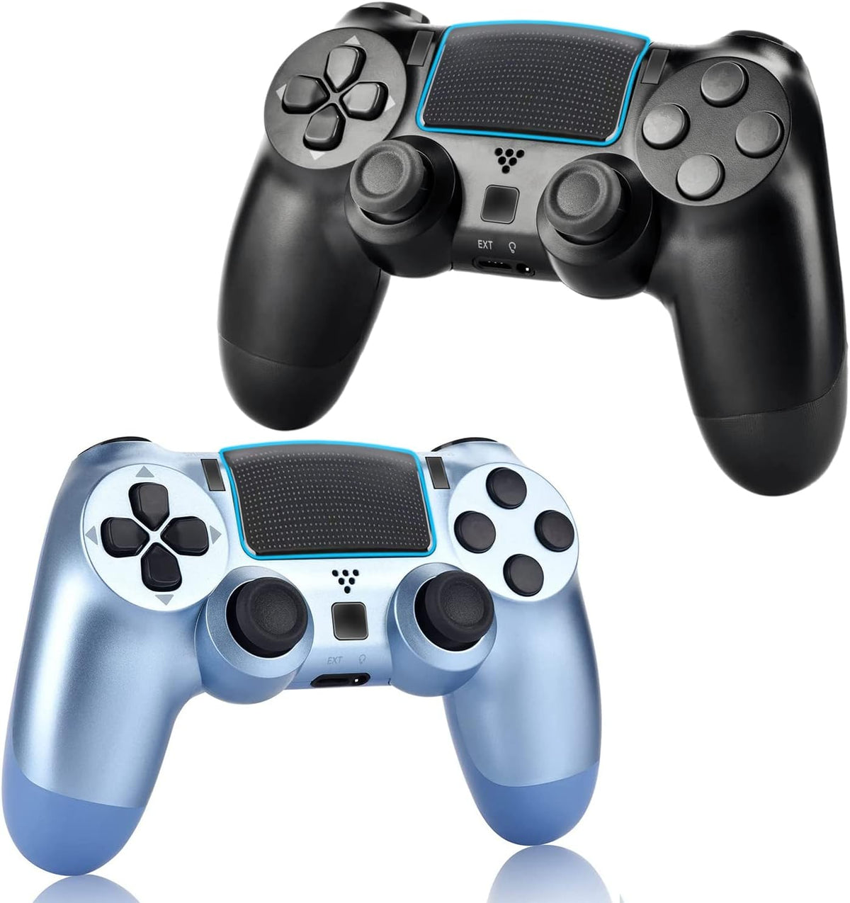 2 Pack Wireless Controller Gamepad with Charging Cable and Two Motors (Titanium Blue and Jet Black) Q378395