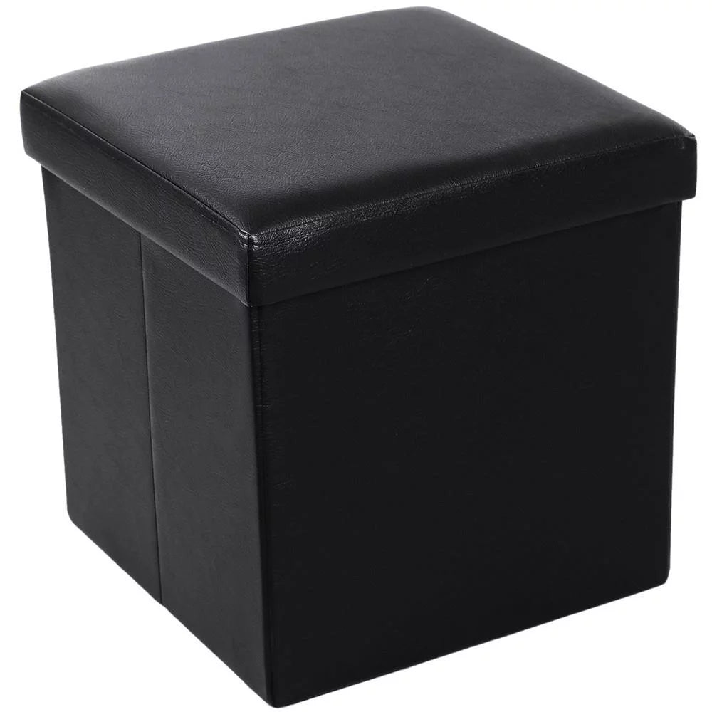 15 Inches Folding Storage Ottoman Black F127795