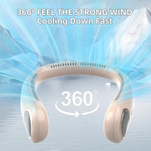 Portable Hands Free Bladeless Neck Fan 6000mAh USB Rechargeable Black U911