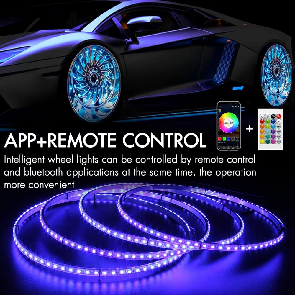4Pcs 15.5inch LED Wheel Light RGB Rim Lights with Remote and APP R61614