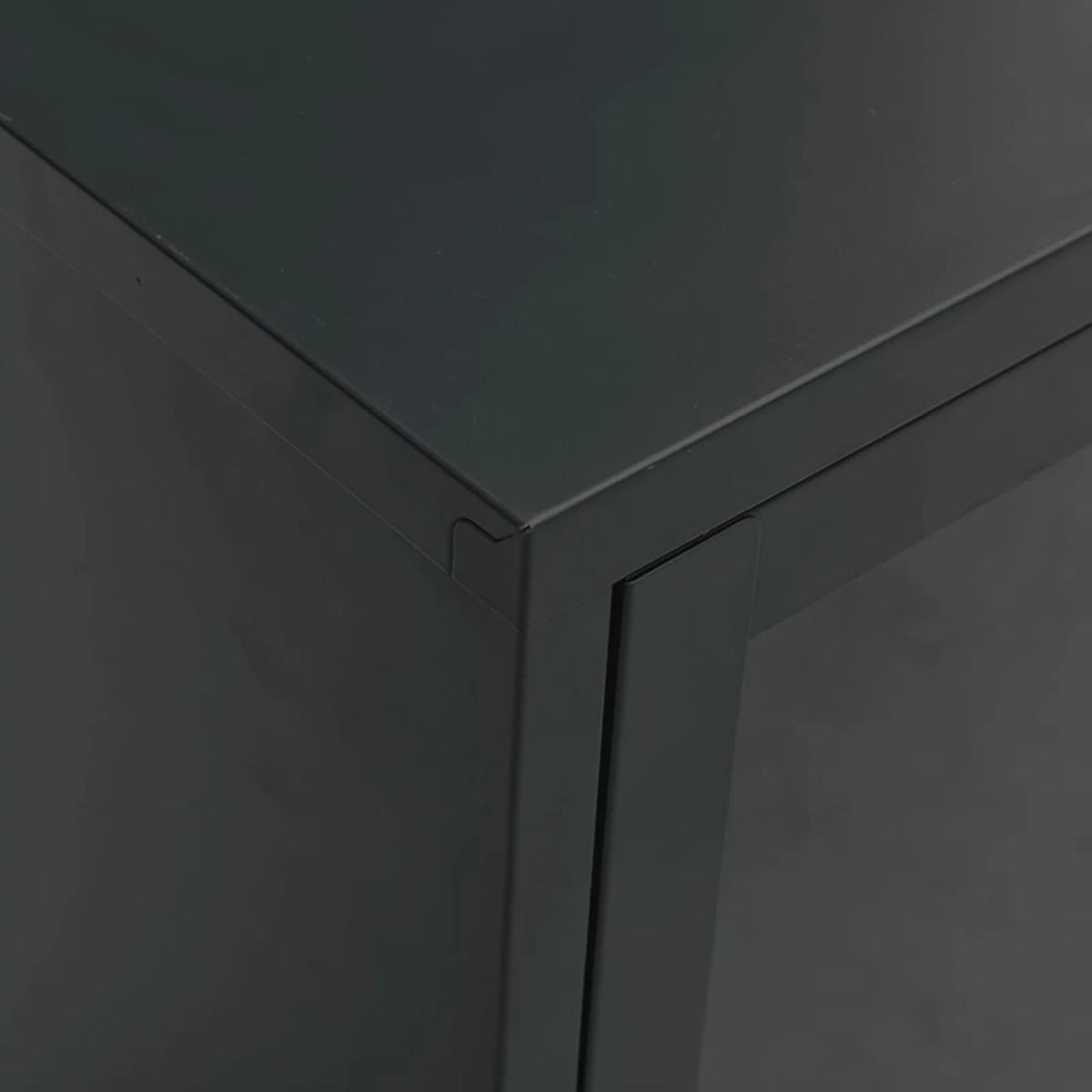 Black TV Stand with 2 Glass Doors and Open Shelves F46596