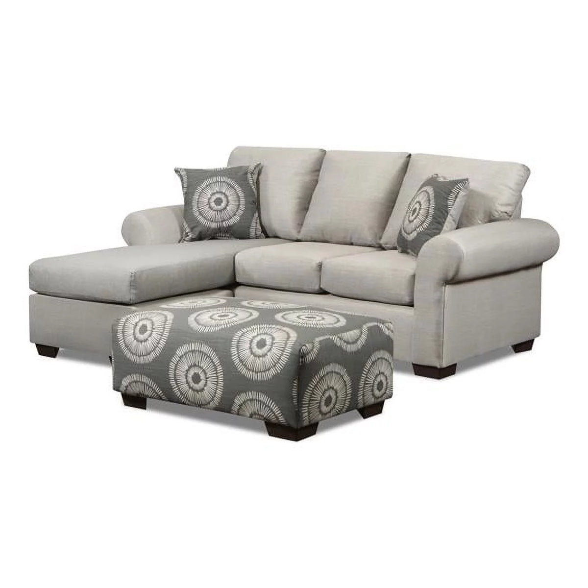 Light Gray Sectional Sofa with Reversible Chaise T944