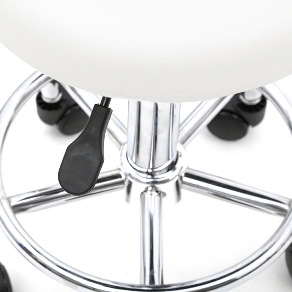 White Adjustable Swivel Bar Stool with Wheels Z678033