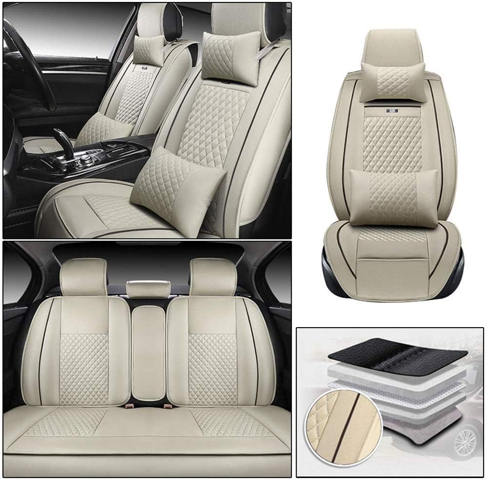 Custom Car Seat Cover Full Set Needlework PU Leather Black White X173