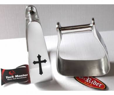 Black Cross Inlay Aluminum Saddle Stirrups W69073