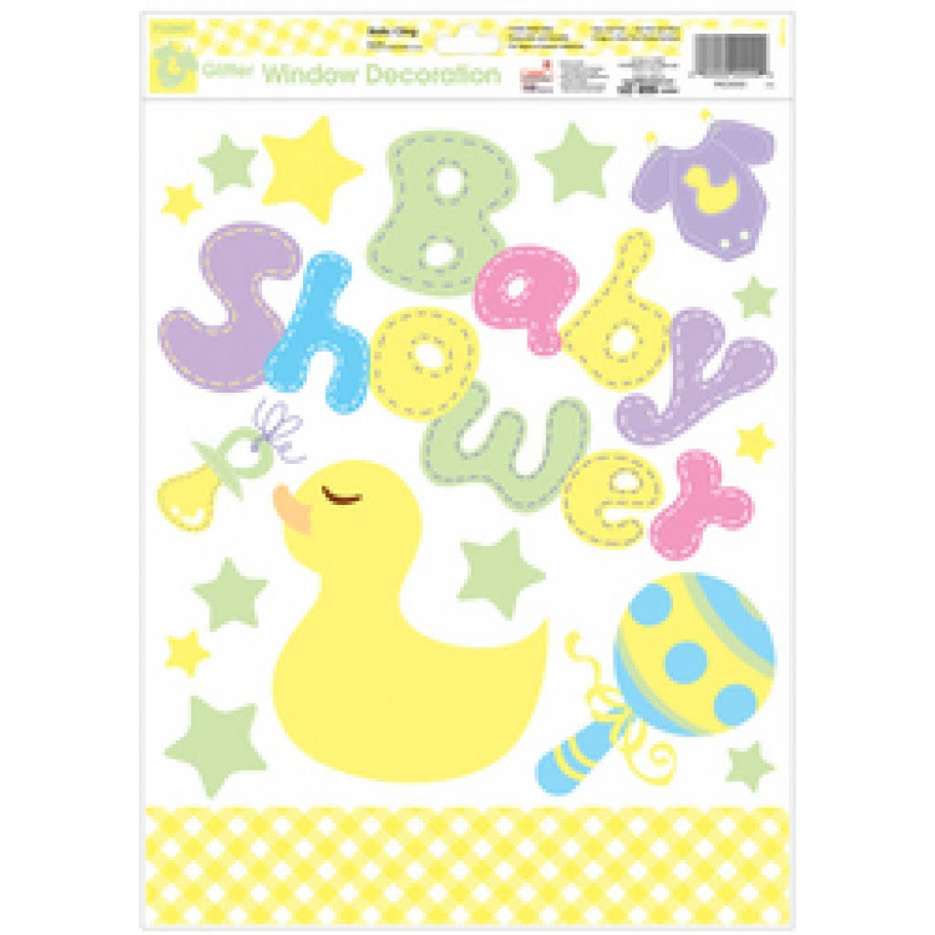 Yellow Baby Shower Glitter Window Cling Decoration Case Pack 36 I272071