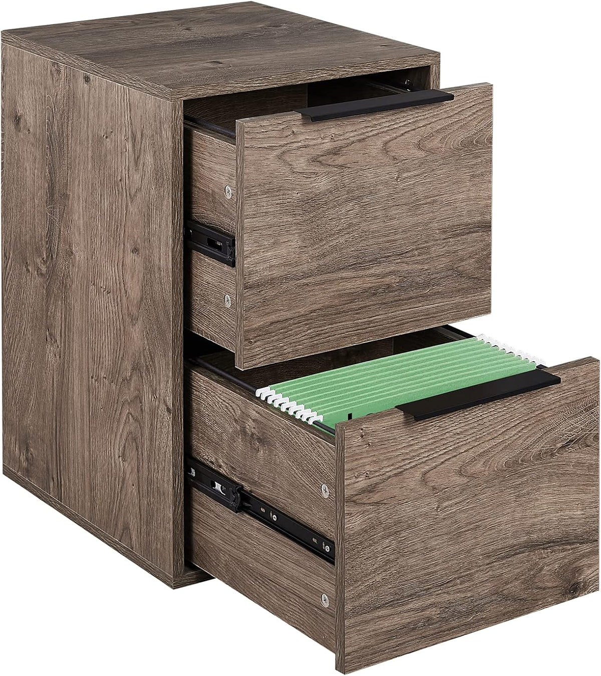 2 Drawer Wooden File Cabinet with Open Storage Shelf V40193