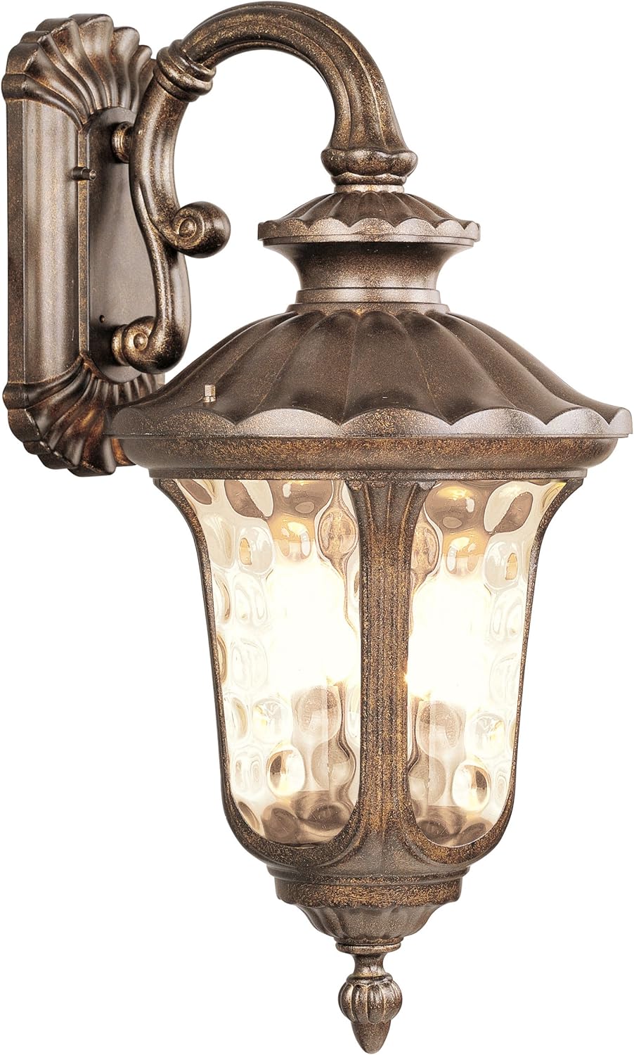 Outdoor Wall Lantern with Amber Water Glass Shades V31732