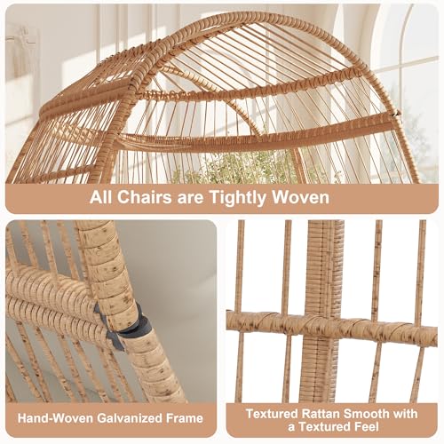 Oversized Wicker Egg Chair with 5 Cushions J333877