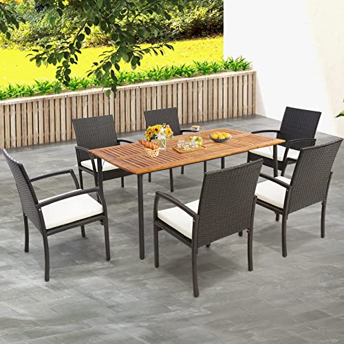 Acacia Wood Dining Table for 6 Persons with Metal Legs J81311