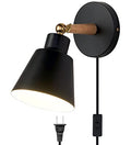 Black Nordic Wooden Plug in Wall Sconces Lighting Fixture (1 Pack) P658