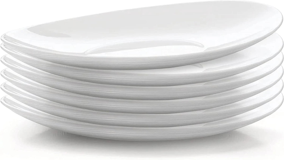 Set Of 6 Tempered Opal Glass Dinner Plates X883