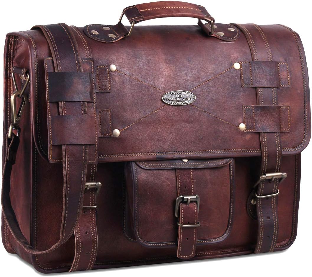 Leather Messenger Bag Laptop Computer Satchel Distressed (12 X 16) W30578