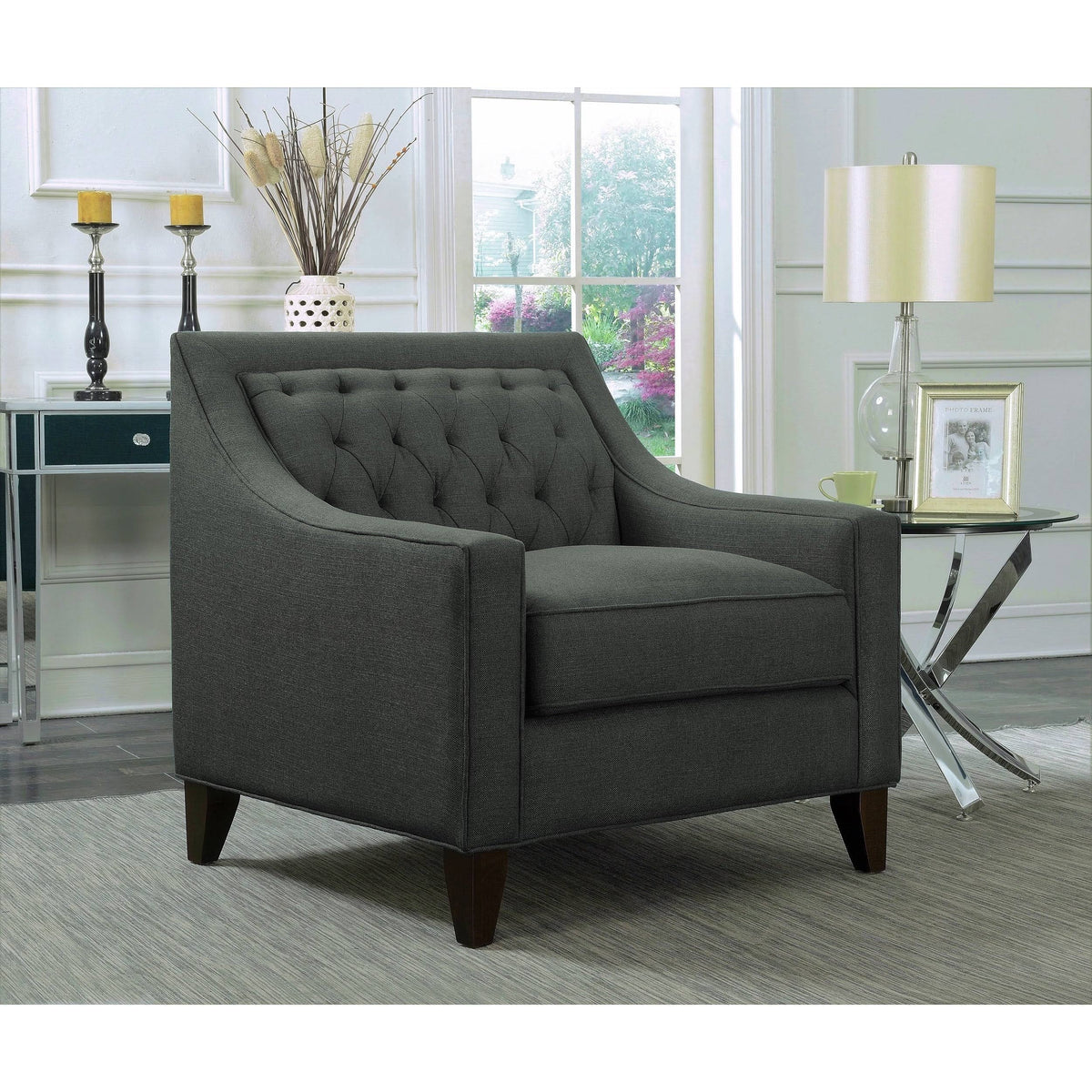 Beige Linen Tufted Club Chair Q44525