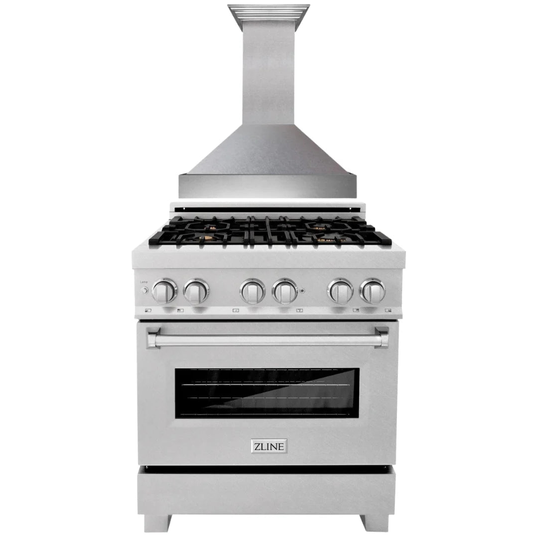 30 in. Dual Fuel Range and Range Hood Stainless Steel Appliance Package V716728