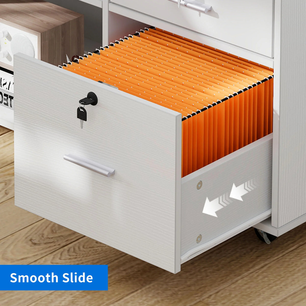 White 3 Drawer File Cabinet with Charging Station J607917