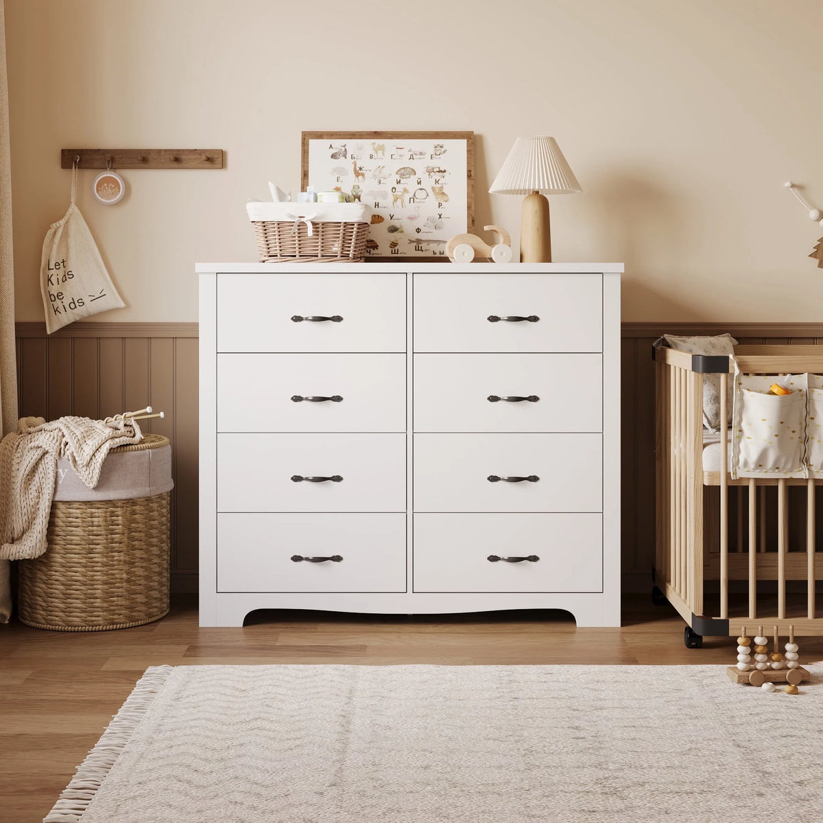 Black 6 Drawer Double Dresser A8084