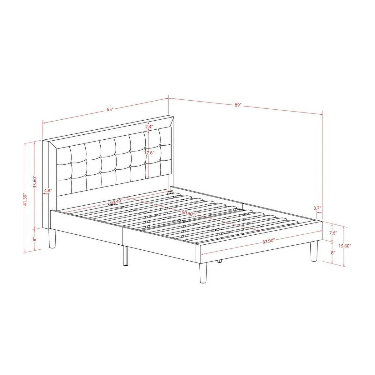 3-piece Wood Platform Bedroom Set in Denim Blue G9395