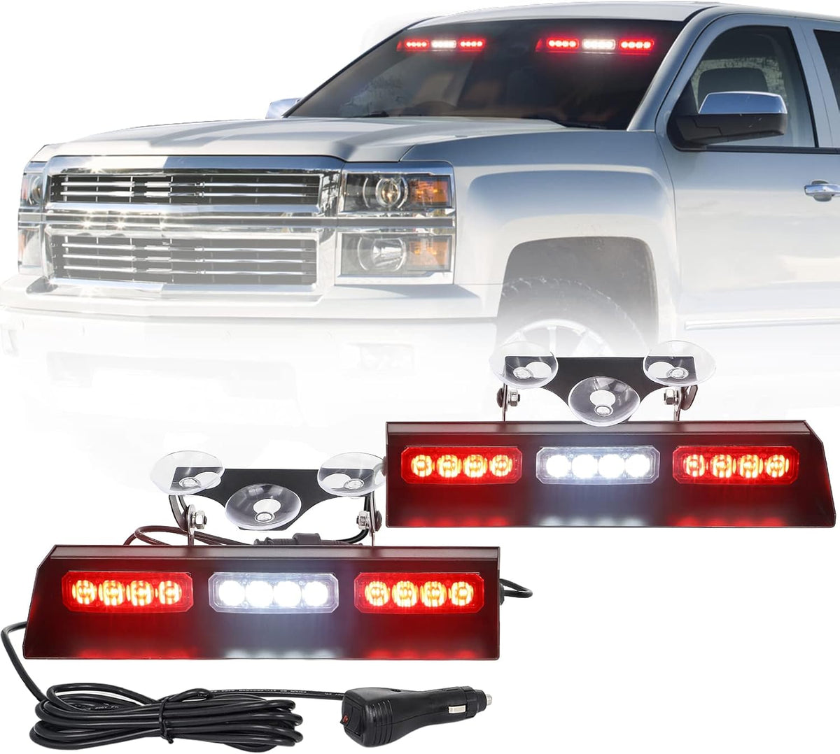 Amber/White 24 LED Strobe Light Bar for Trucks, Pack of 2 K805965