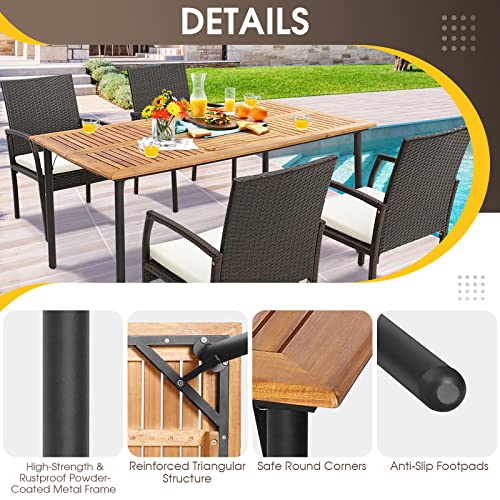Acacia Wood Dining Table for 6 Persons with Metal Legs J81311