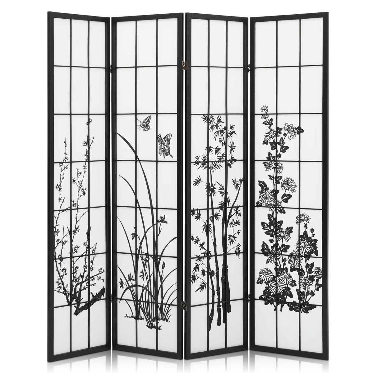 4 Panel Wood Folding Room Divider K7814