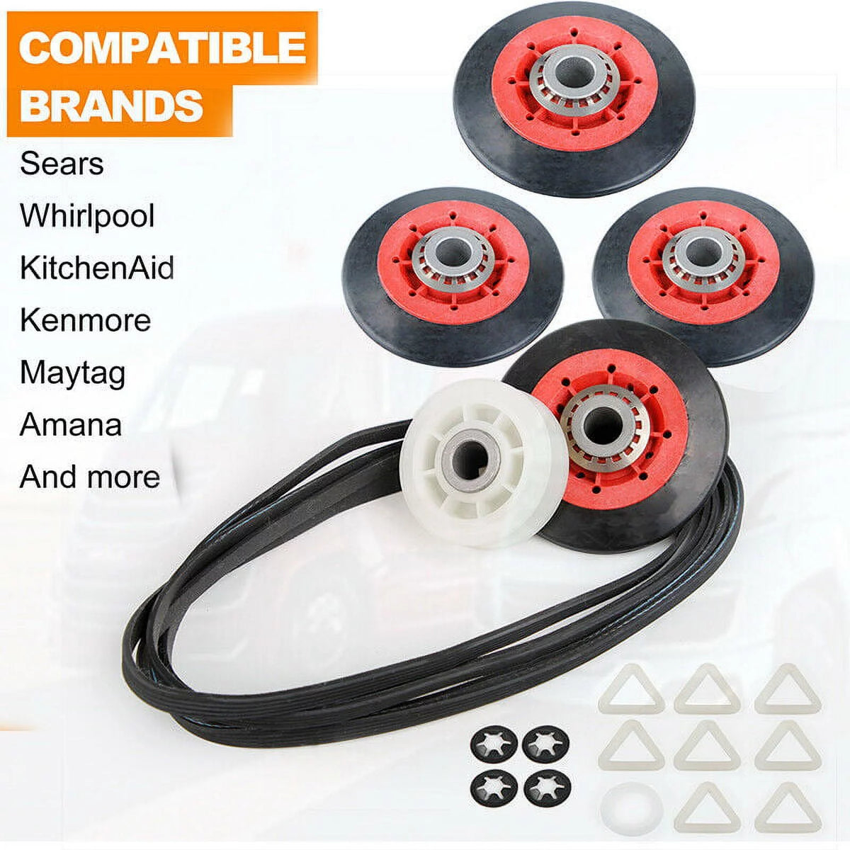 Dryer Repair Kit 4 Rollers Pulley 88" Belt I9336