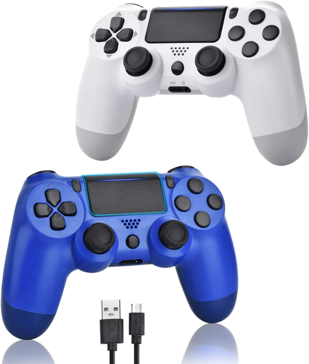 2 Pack Wireless Controller Gamepad with Charging Cable and Two Motors (Titanium Blue and Jet Black) Q378395
