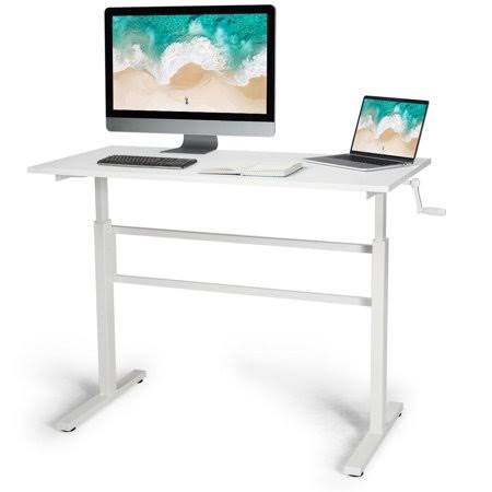 White Height Adjustable Standing Desk with Crank Handle P922