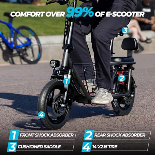 Electric Scooter with Seat, 14" Tire, 500W Motor, 25 Mile Range, 22MPH I52206