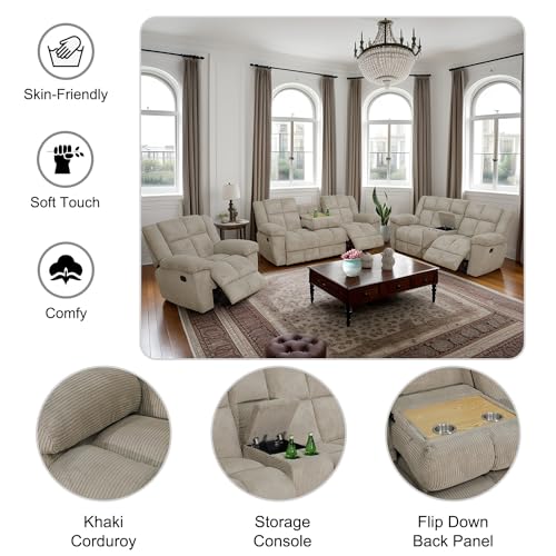 3 Pieces Corduroy Recliner Sofa Set A91911