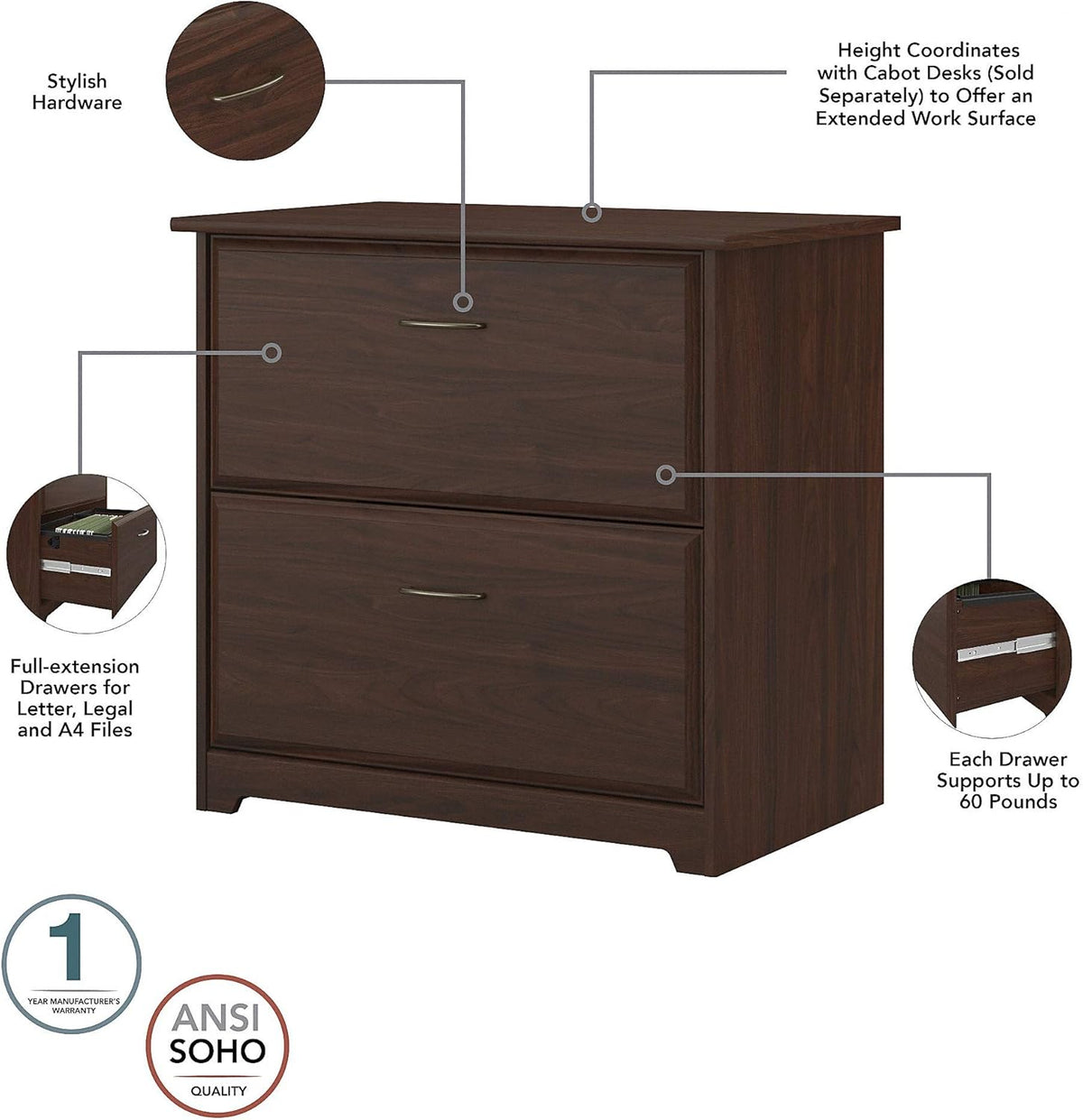 Modern Walnut Lateral File W16143