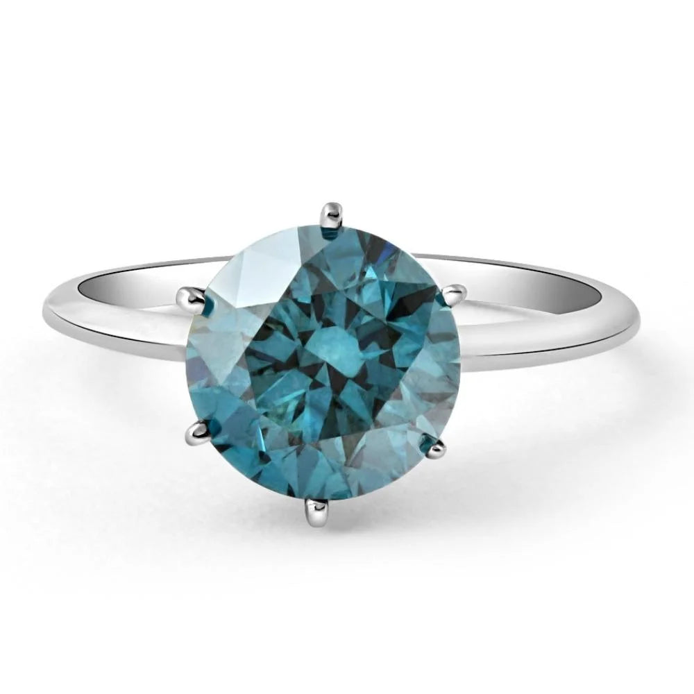 Lab Grown Blue Diamond Solitaire Engagement Ring in 14k White Gold H629318
