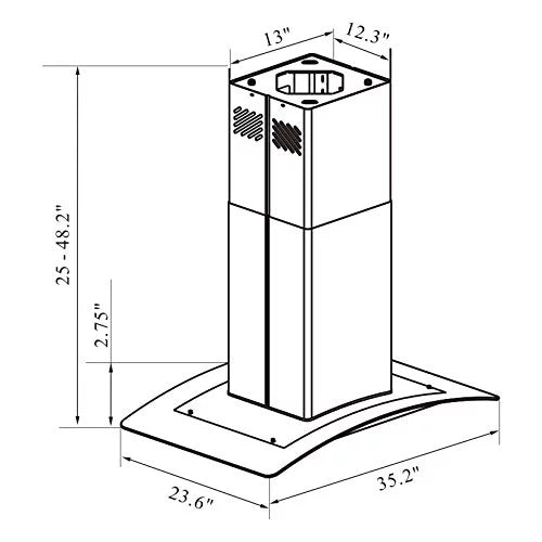 36-inch 475 CFM Stainless Steel Tempered Glass Island Range Hood F918255