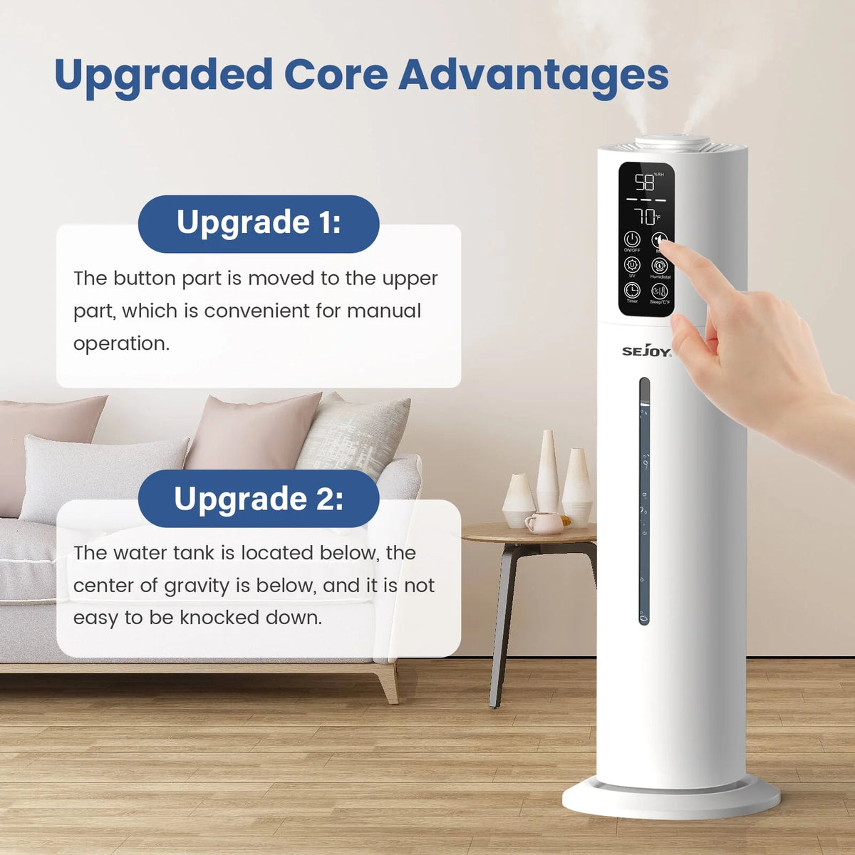 8L Top Fill Ultrasonic Floor Humidifier J62017