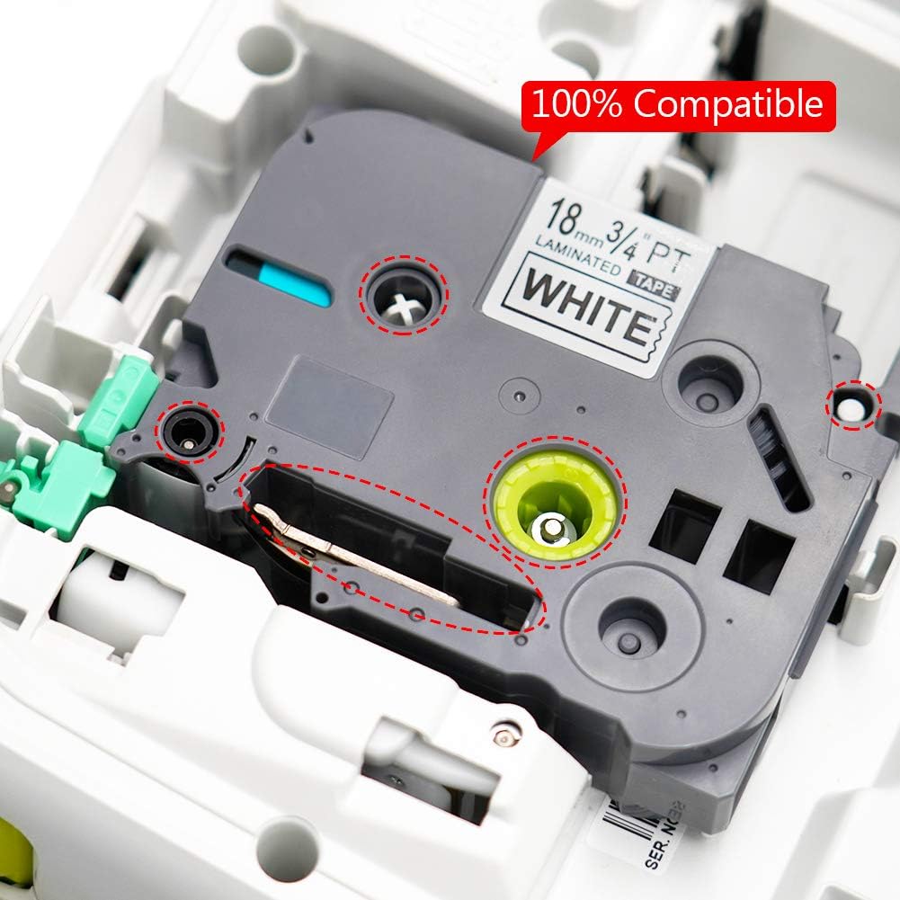 10 Pack Black on White Laminated Label Tape for Brother Ptouch Label Maker H1576