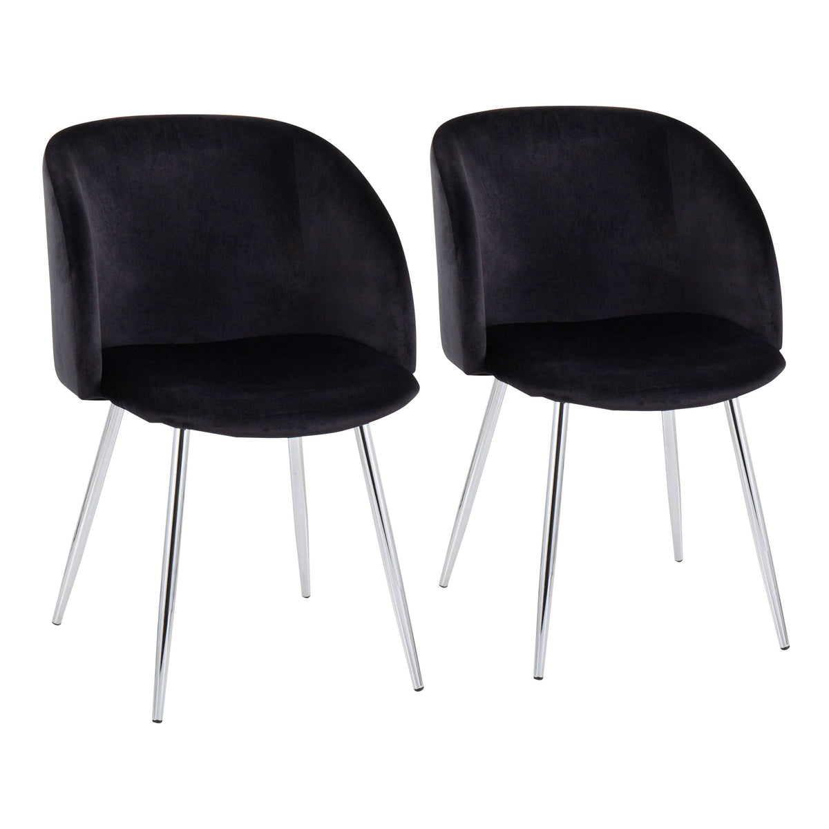 Black Velvet and Chrome Chair Set of 2 Q3396