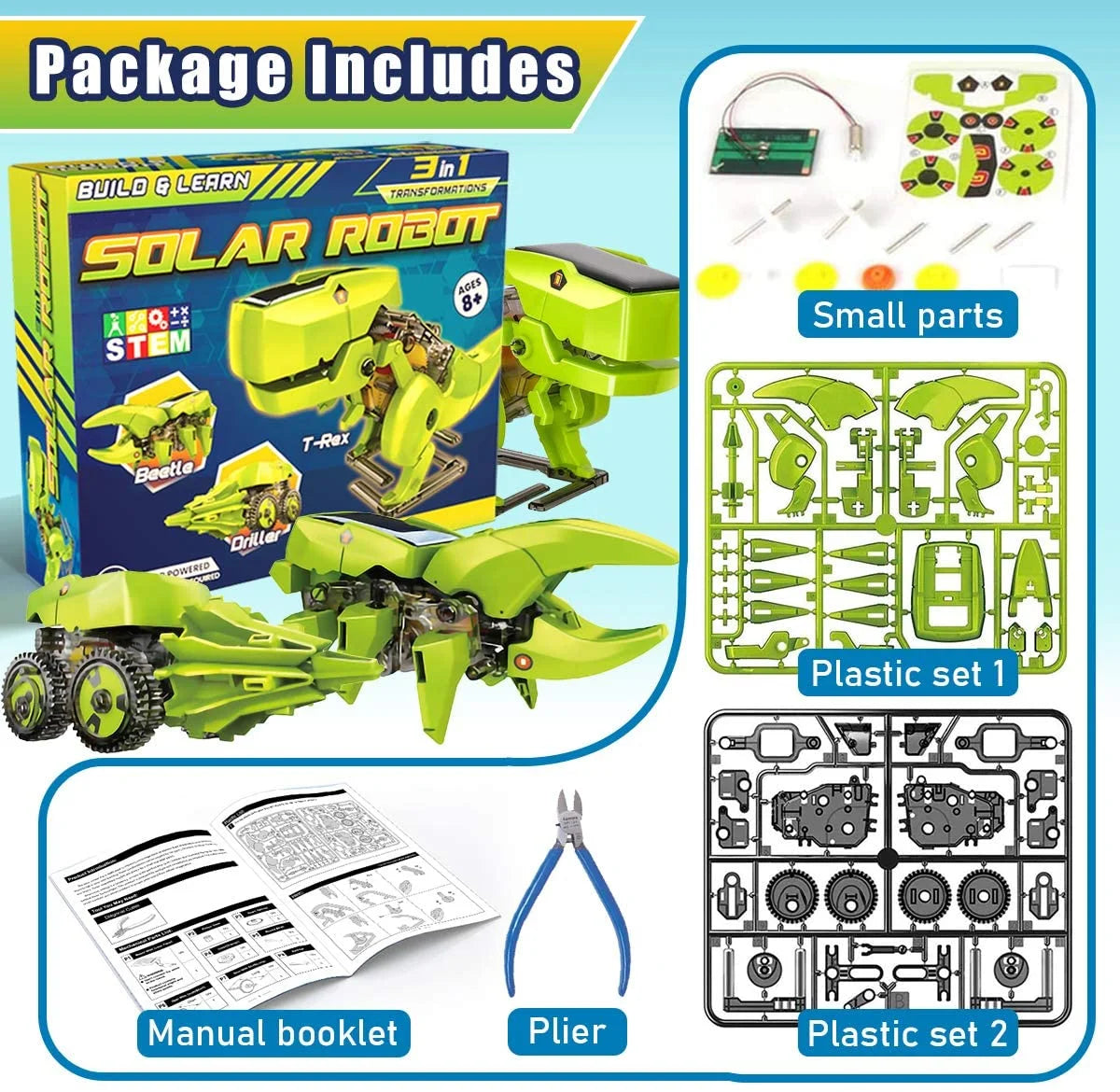 STEM Solar Dinosaur Building Robot Kit V410007