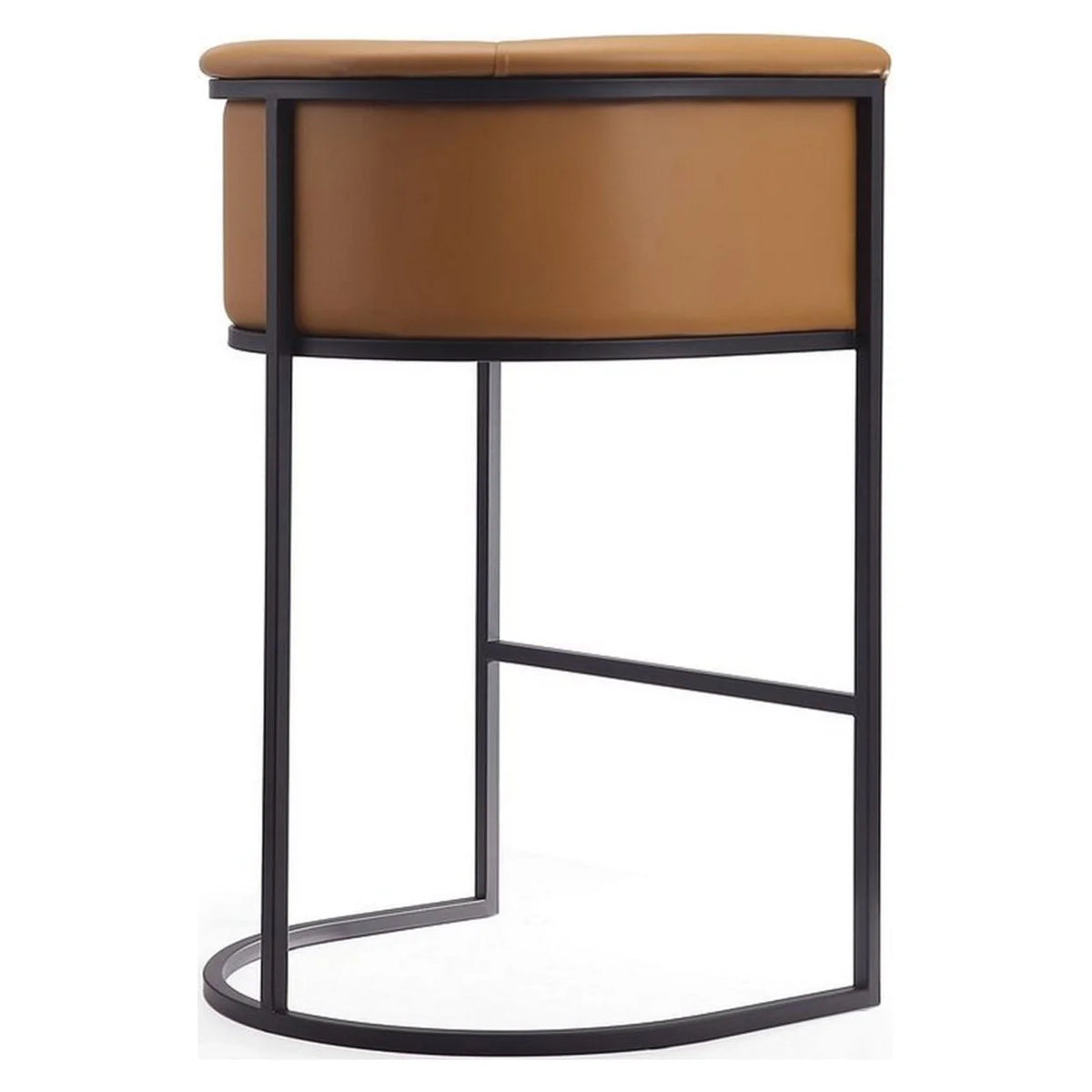 Camel and Black Metal Barstool T7210