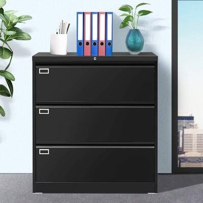 Black 3-Drawer Vertical Filing Cabinet T553614