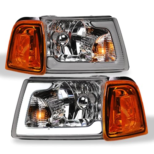 Compatible With 2001-2011 Ford Ranger LED Strip Bar Headlights With Signal Corner Lamps 4-Pieces Q9134