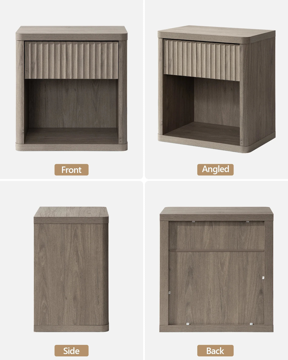 Gray Set of 2 Wood Nightstands with Drawer E53006