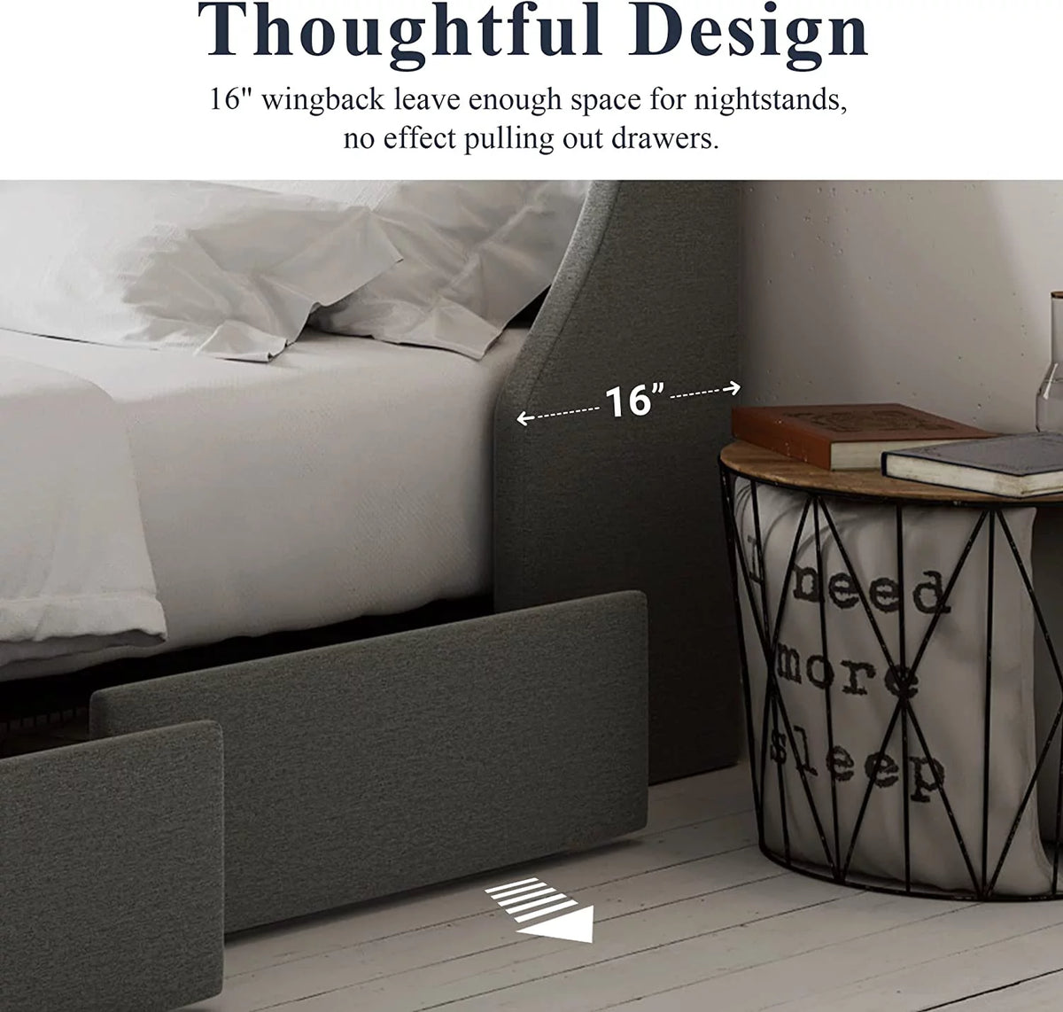 Queen Size Bed Frame with 4 Storage Drawers Q712