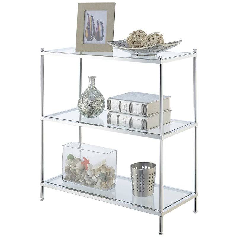 Three-Tier Bookcase in Clear Glass and Chrome G575441