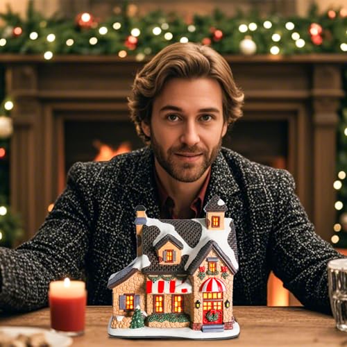 Lighted Ceramic Christmas Village Houses Decorations 8.5" J768179