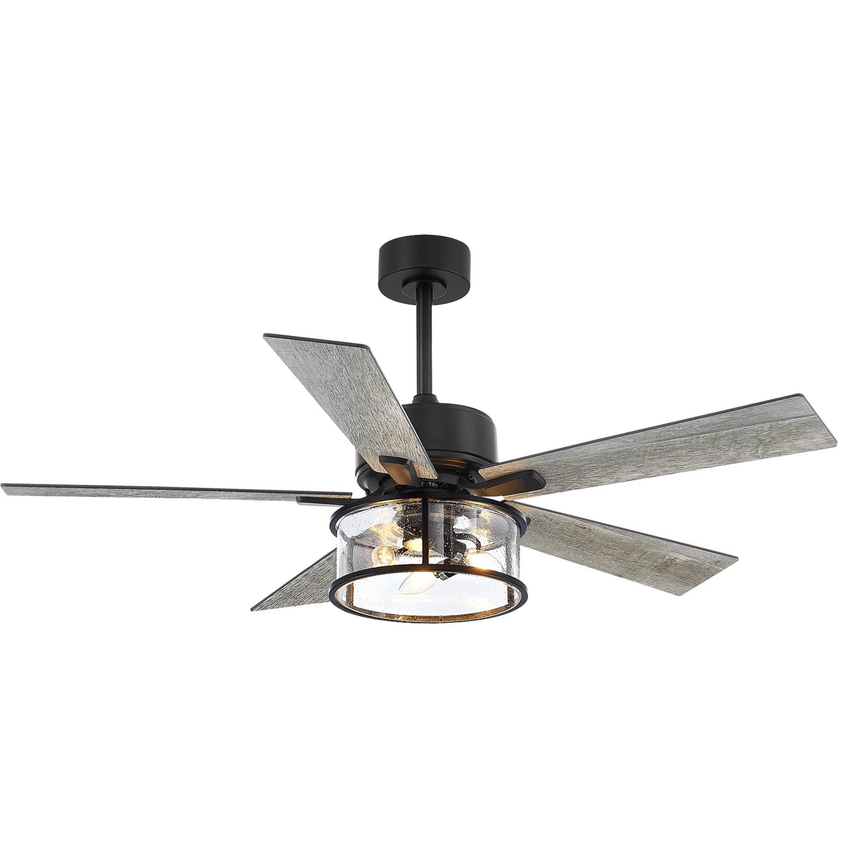 52" Matte Black Reversible Ceiling Fan with Light Kit T318