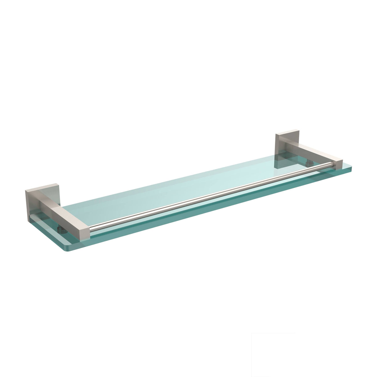 Satin Brass 22 in. Glass Shelf with Gallery Rail A37407
